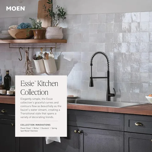 Vista 13 de Moen Essie 87014EWBRB - Grifo de cocina desplegable de una manija, en bronce mediterráneo