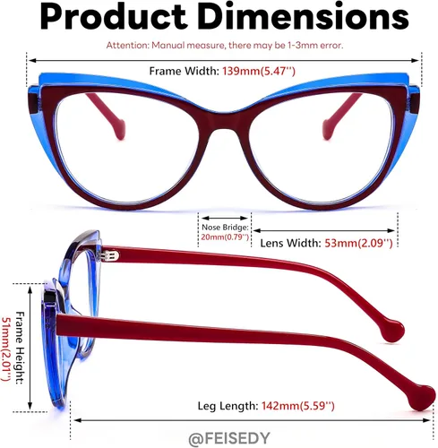 Vista 6 de FEISEDY Gafas de bloqueo de luz azul ojo de gato falso nerd transparente gafas de computadora TR marco de moda B0040
