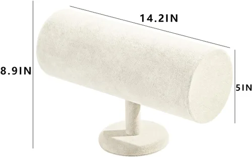 Vista 6 de Coward Organizador de diadema beige T-Bar, soporte de exhibición de banda para el cabello, estante de almacenamiento para niñas y mujeres