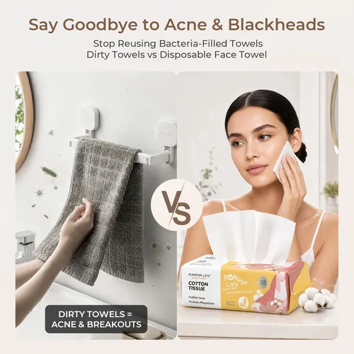 Vista 2 de Disposable Face Towel 200 Count, 7.9"X7.9"Clean Face Towelettes for Washing Face, 100% Cotton Soft Dry Wipe, Biodegradable Face Towels & Facial