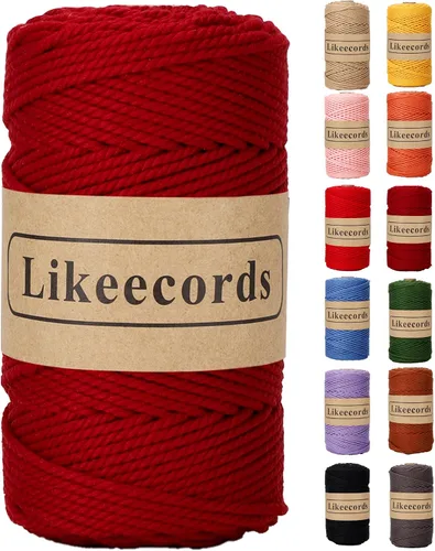 Vista 39 de Likeecords Cordón de algodón para macramé de 3mm x 100 metros, hilo torcido de 3 hebras, cuerda de macramé, hilo de algodón para macramé, cuerda