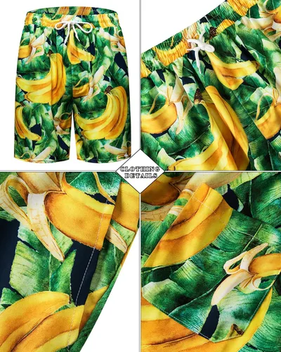 Vista 79 de TUNEVUSE Conjunto de camisas y pantalones cortos hawaianos para hombre, 2 piezas, trajes de playa con estampado de flores, traje tropical de verano