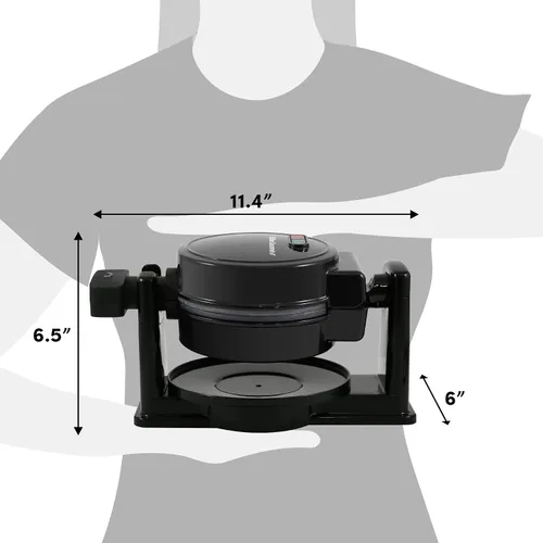Vista 7 de Elite Gourmet EWM460 Máquina para Hacer Gofres Belgas Giratoria con Volteo Antiadherente, Gofres de 1.25 Pulgadas de Grosor, Hash Browns, Keto, Negro