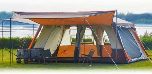 Vista 16 de KTT Extra Large Tent 6-12-14 Person,Family Cabin Tents,2 Rooms,3 Doors and 3 Windows with Mesh,Straight Wall,Waterproof,Double Layer,Big Tent for