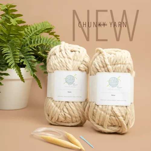 Vista 3 de mindfulknits Kit para aprender a tejer - Tejer un gorro grueso - Agujas de tejer, aguja de hilo e hilo acrílico grueso voluminoso para tejer - Malai