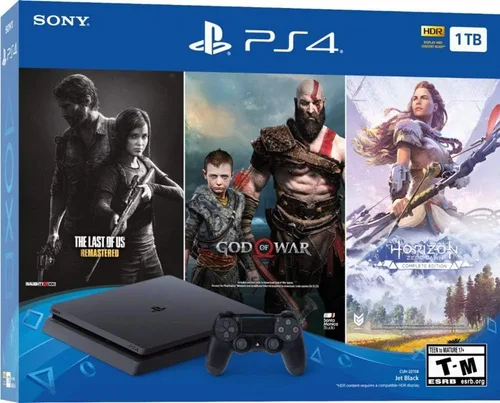 Vista 5 de Flagship - Estación de juego más reciente de 4 1 TB HDD solo en Playstation PS4, paquete delgado con tres juegos The Last of Us, God of War, Horizon