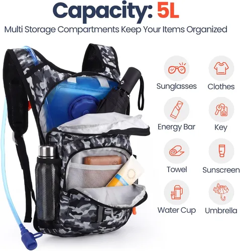Vista 4 de Shinylin Mochila de Hidratación para Niños con Vejiga de Agua de 1.5L Mochila de Senderismo Ligera para Niños o Niñas Niños Ciclismo Escalada Correr