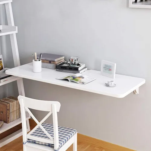 Vista 4 de Mesa plegable flotante de pared, mesa de comedor de cocina, mesa de ordenador portátil, mesa de jardín, mesita de noche, mesas de bar, banco