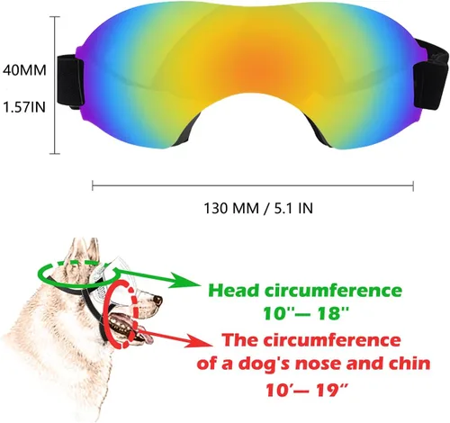 Vista 3 de Lentes de sol medianos para perros, con correa ajustable, protección UV, a prueba de victorias, a prueba de nieve, para perros y cachorros