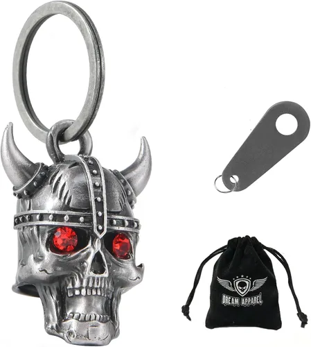 Vista 33 de Dream Apparel Campanas de motocicleta para motociclistas, accesorios de campanas pesadas y llavero para la suerte