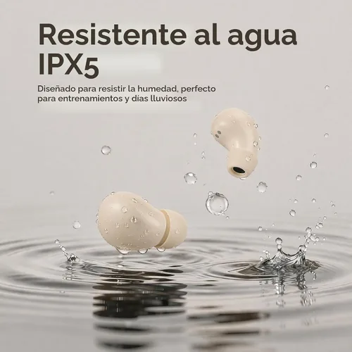 Vista 6 de Mini auriculares Bluetooth invisibles, ergonómicos inalámbricos con calidad de sonido premium y emparejamiento automático de un solo paso (beige)