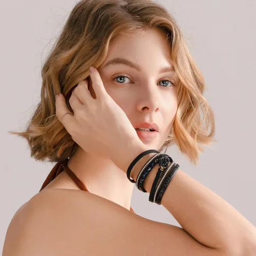 Vista 82 de FANCY SHINY - Pulsera de cuero estilo bohemio, pulsera de cuentas de cristal con cierre magnético, regalos de joyería para mujer