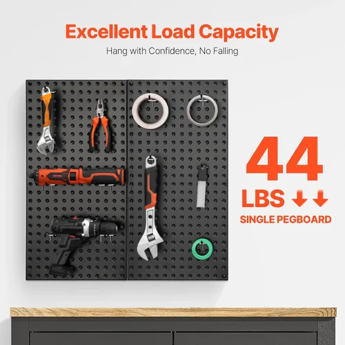 Vista 2 de VEVOR Paneles de metal con clavijas, tablero perforado de 24" x 12", 2 paneles, organizador de pared resistente con accesorios, para sala de estar