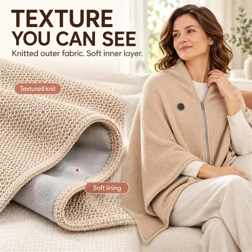 Vista 4 de 2027 Upgraded Heated Shawl Wrap for Women USB Powered Wearable Blanket Green