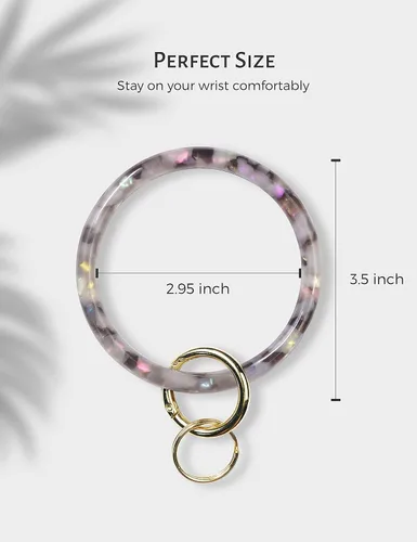 Vista 3 de Heesch Brazalete llavero pulsera llavero pulsera para mujer, llavero círculo de acetato para muñeca