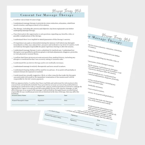 Vista 6 de Formularios de ingesta de cliente de terapeuta de masaje, consentimiento, notas de jabón Formularios para tratamiento y técnica de historial
