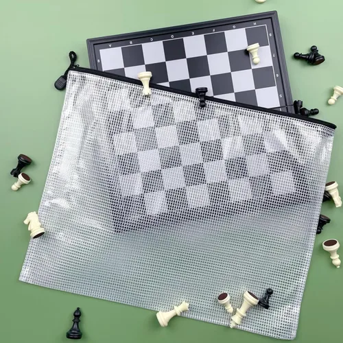 Vista 5 de Bolsas de malla de plástico con cremallera para carpetas de documentos, bolsas de archivos con cremallera para almacenamiento de suministros de Negro