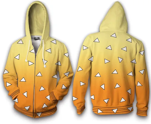 Vista 2 de Demon Slayer Sudaderas con capucha Kamado Tanjirou Cosplay Disfraz Zip up Chaqueta Sudadera Top