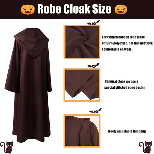 Vista 3 de Men Tunic Hooded Robe Cloak Knight Fancy Cool Cosplay Costume Halloween Costume Tunic Hoodies Robe Cosplay Capes