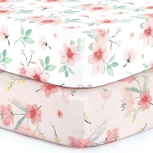 Vista 22 de Pack n Play Sheets BROLEX - Juego de 2 sábanas para cuna, juego de sábanas elásticas y portátiles para cuna, funda de colchón convertible