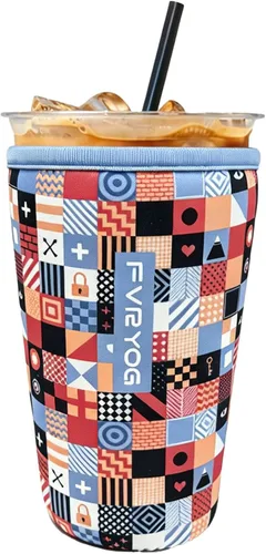Vista 55 de Fundas de neopreno reutilizables aisladas para café helado, fundas para tazas de café helado, fundas para bebidas heladas y calientes