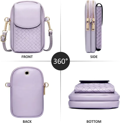 Vista 6 de KUKOO Pequeñas bolsas cruzadas para teléfono con ranuras para tarjetas, cartera para teléfono celular para viajes de compras