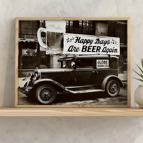 Vista 3 de Happy Days are Beer Again: 11x14 Framed Poster - Vintage 1920s Retro Photos for Speakeasy & Bootleggers - Prohibition Era Bar Black & White Photo