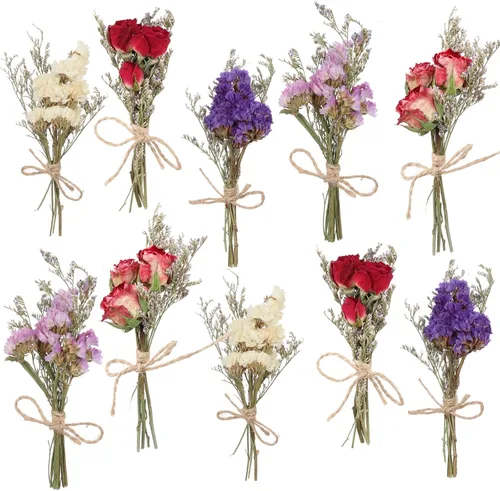 Vista 11 de 12 Pack de Bouquet de Flores Secas Mini Hierba Natural de Pampas Pequeña para Manualidades, Flores en Relieve Secas con Tallo, Arreglo Artificial