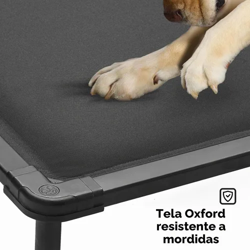Vista 4 de Veehoo Cama Elevada para Perros a Prueba de Mordidas, Cuna Elevada Duradera para Mascotas con Suave Alfombra Rellenada de Algodón PP Impermeable Gris