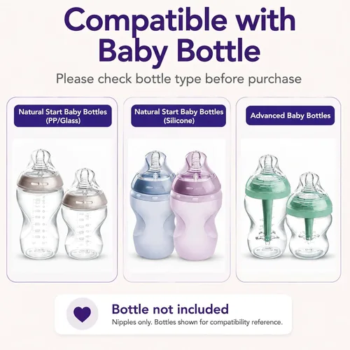 Vista 5 de Boquilla de repuesto (S) para biberones anticólicos Tommee Tippee Natural Start, flujo lento 1M+ pezones de silicona para biberones, 4