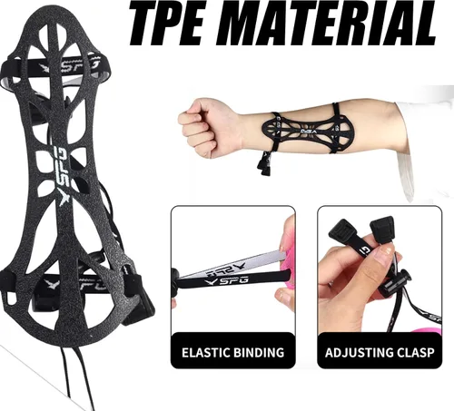 Vista 7 de SPG Protector de brazo de tiro con arco, ajustable, profesional, protector de antebrazo, para adultos, jóvenes, hombres, mujeres, competición, tiro