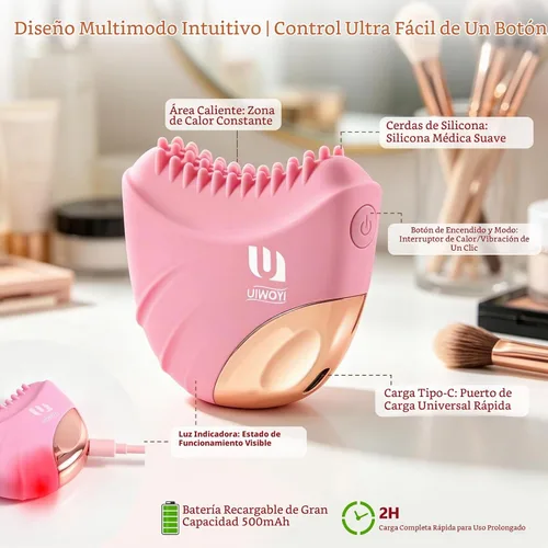 Vista 6 de Electric Heated Lymphatic Brush with Thick Raised Silicone Bristles