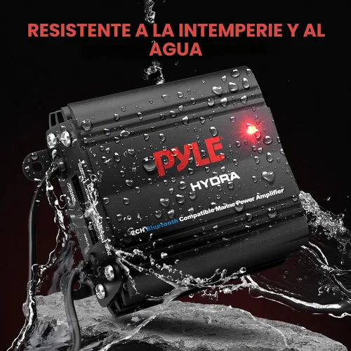 Vista 2 de Pyle Amplificador marino automático de 2 canales, 200 vatios RMS 4 OHM estéreo de rango completo con Bluetooth inalámbrico y potente altavoz Prime