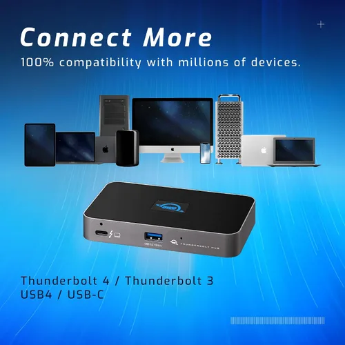 Vista 4 de OWC Hub Thunderbolt de 5 puertos - Carga de 60 W, Thunderbolt 4, USB 3.2, compatible con Mac y PC
