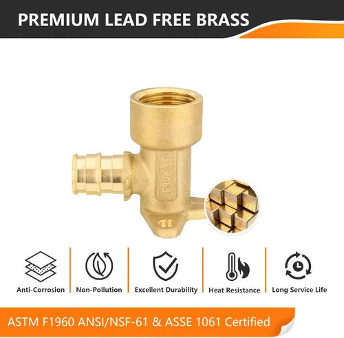 Vista 3 de HeSun Paquete de 10 accesorios Pex A, codo de oreja de expansión de 1/2 pulgada, rosca NPT hembra de 1/2 pulgada x expansión Pex A de 1/2 pulgada