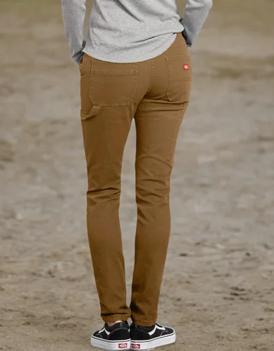 Vista 3 de Dickies Pantalón de carpintero de pato elástico delgado y recto para mujer
