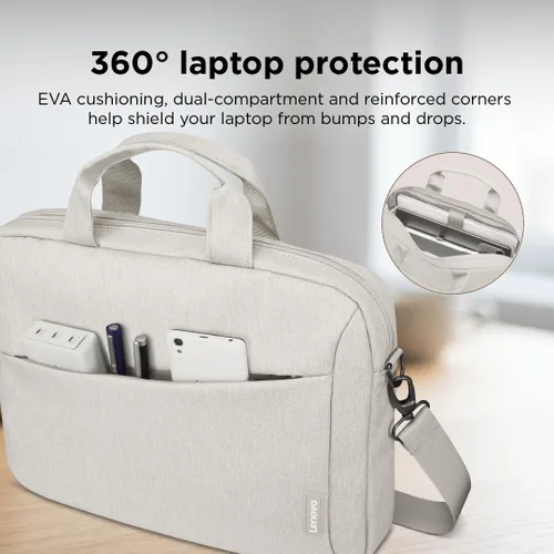 Vista 2 de Lenovo Funda para laptop de 16 pulgadas T210 (ECO), resistente al agua, con acolchado protector de EVA, compartimentos dobles, correa de viaje