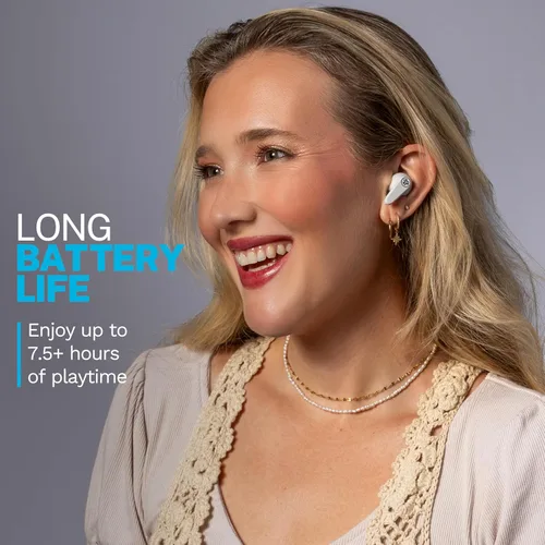 Vista 3 de JLab Go Pods ANC Auriculares Bluetooth verdaderamente inalámbricos y funda de carga, cancelación de ruido activa híbrida + Be Aware para una escucha