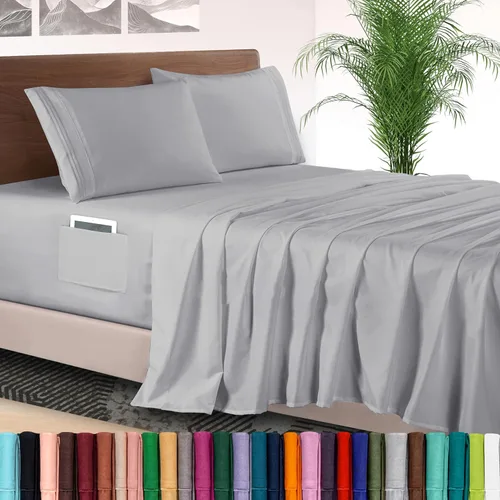 Vista 47 de Elegant Comfort - Juego de sábanas de lujo de 4 piezas - Ropa de cama de lujo de 1500 hilos, calidad de hotel prémium, microfibra, resistente a