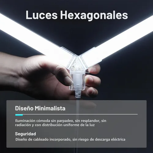 Vista 5 de Luces hexagonales para garaje, LED ultra brillantes de 6500 K, 156 W, 17280 lúmenes; luz hexagonal para luces de garaje, techo, peluquería, taller