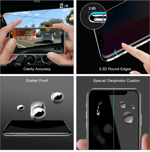 Vista 3 de Protector de pantalla de privacidad de vidrio templado para teléfono celular (negro, paquete de 2), compatible con iPhone 11/XR de 6.1 pulgadas