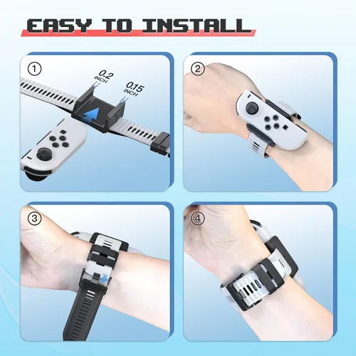 Vista 5 de Narati Wrist Bands for Just Dance 2024 2023 2022 2021 Switch, Adjustable Size Silicone Wrist Straps Compatible with Joy Cons & Switch OLED Model, 2