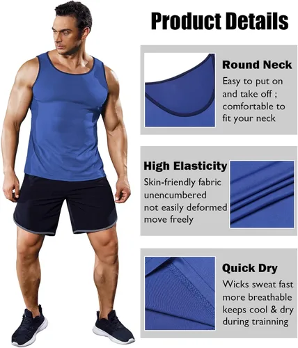Vista 5 de COOFANDY Camisetas sin mangas de entrenamiento para hombre, paquete de 3 camisetas de gimnasio para culturismo, fitness, sin mangas