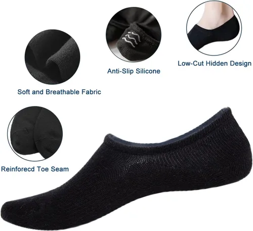 Vista 2 de 20 pares de calcetines invisibles para mujeres y hombres, calcetines de corte bajo, transpirables, casuales, calcetines delgados antideslizantes