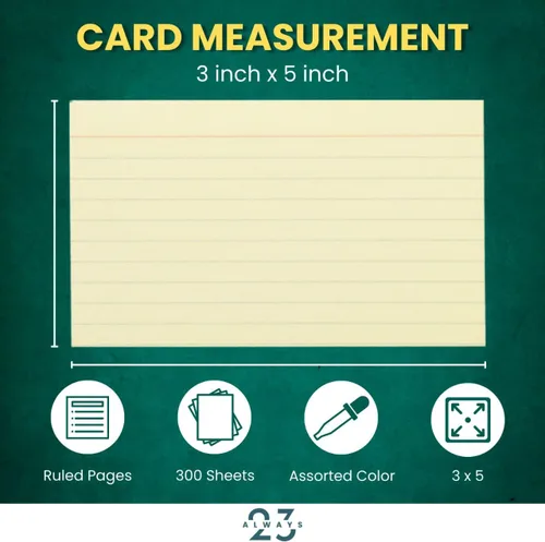 Vista 4 de Always23 Tarjetas de índice con rayas de 3 x 5 pulgadas, colores surtidos, tarjetas de índice multicolor a rayas, tarjetas de notas para escuela