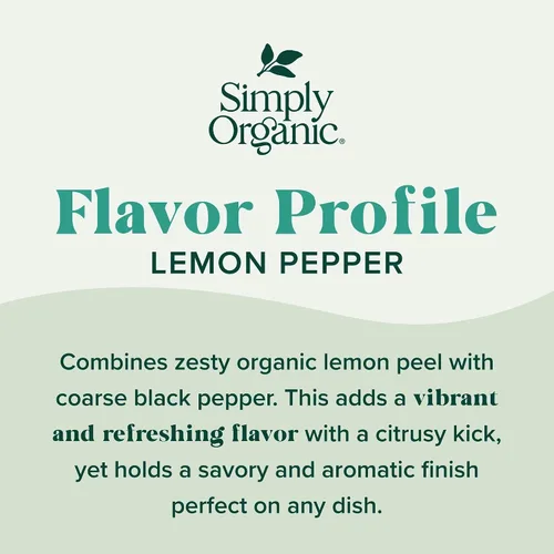 Vista 3 de Simply Organic Lemon Pepper - Certificado orgánico, Kosher 3.17 onzas (paquete de 1)