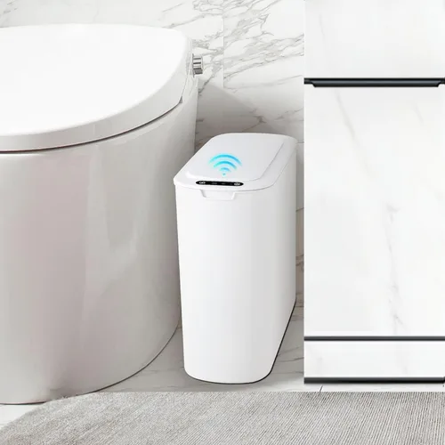 Vista 10 de TIPGO - Cubo de basura automático con sensor de movimiento para baño con tapa, basurero táctil de 2.6 galones, papelera de basura inteligente