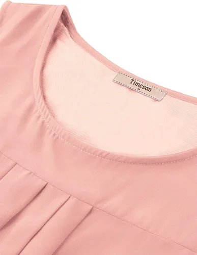 Vista 94 de Timeson - Camiseta de gasa sin mangas, blusa tipo túnica informal de doble capa para mujer