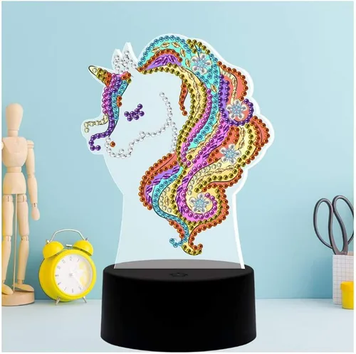 Vista 2 de pigpigboss Kit de arte de luz nocturna de pintura de diamantes, lámpara de noche LED de animales con diamantes para adultos, principiantes, hogar