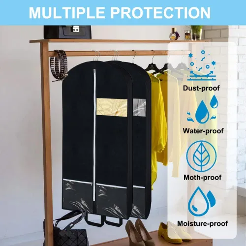 Vista 6 de BEISHIDA Paquete de 2 bolsas de ropa de 50 pulgadas para viajes, bolsas de traje para colgar ropa, con 2 bolsas con cordón para almacenamiento